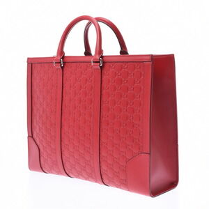 Gucci Handbag Bag ssima Red Business Calfskin GG